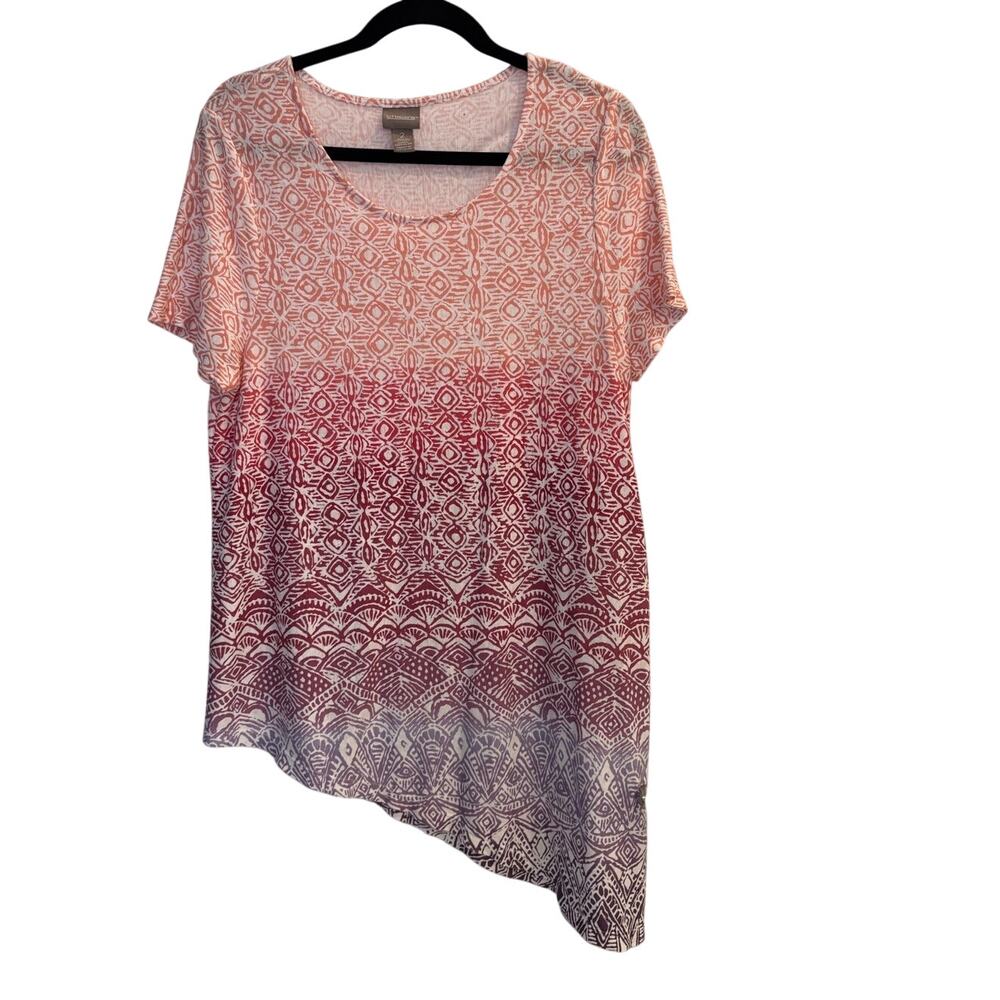 Chico's Supremely Soft Ombre Asymmetrical Knit Top Boho Tunic Size 2 Large